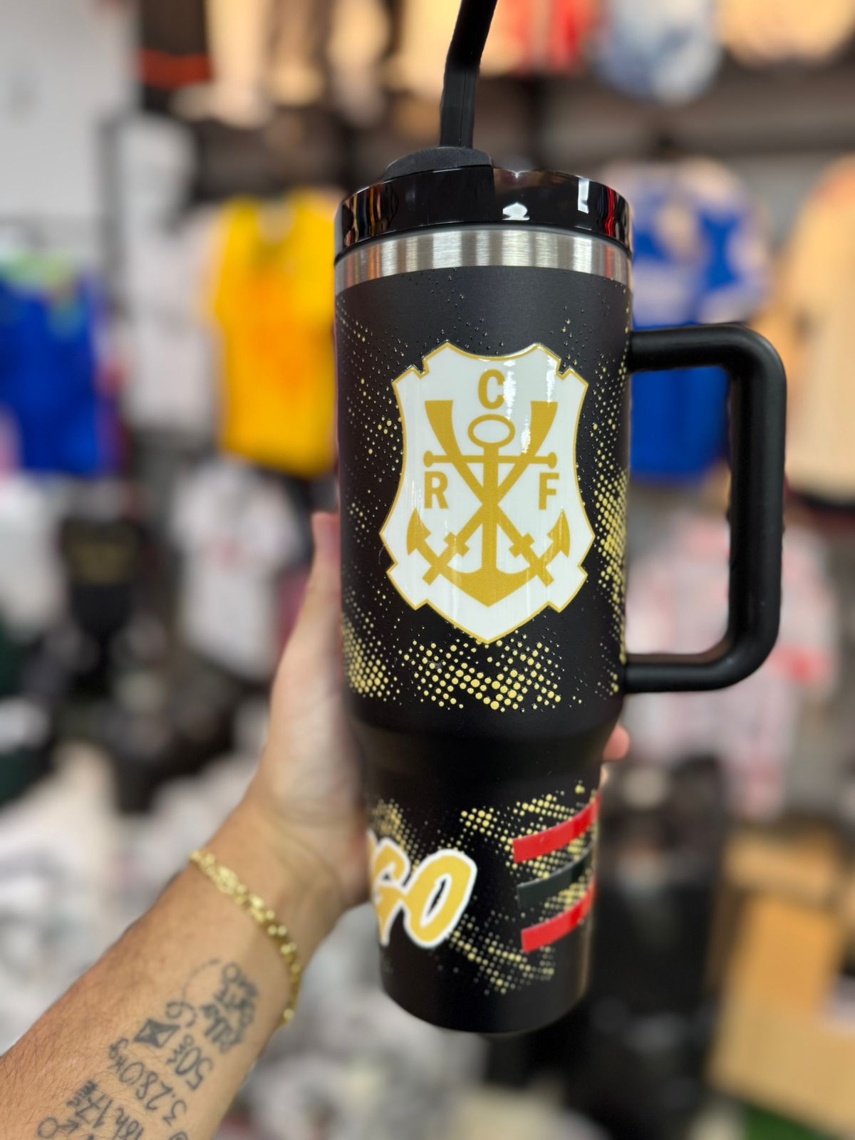 Copo Termico Flamengo uniforme 3 preto