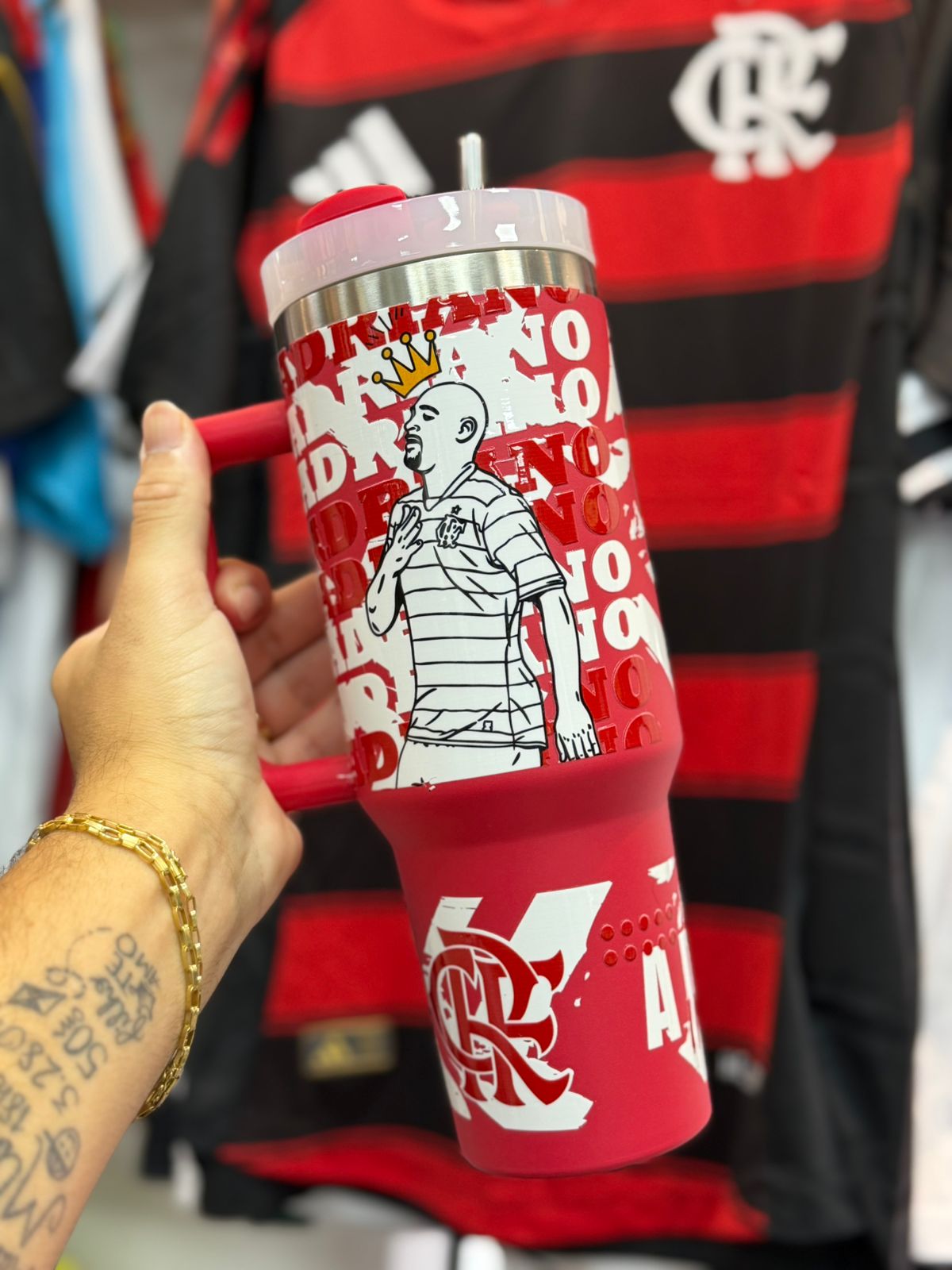 Copo Termico Flamengo Adriano imperador vermelho